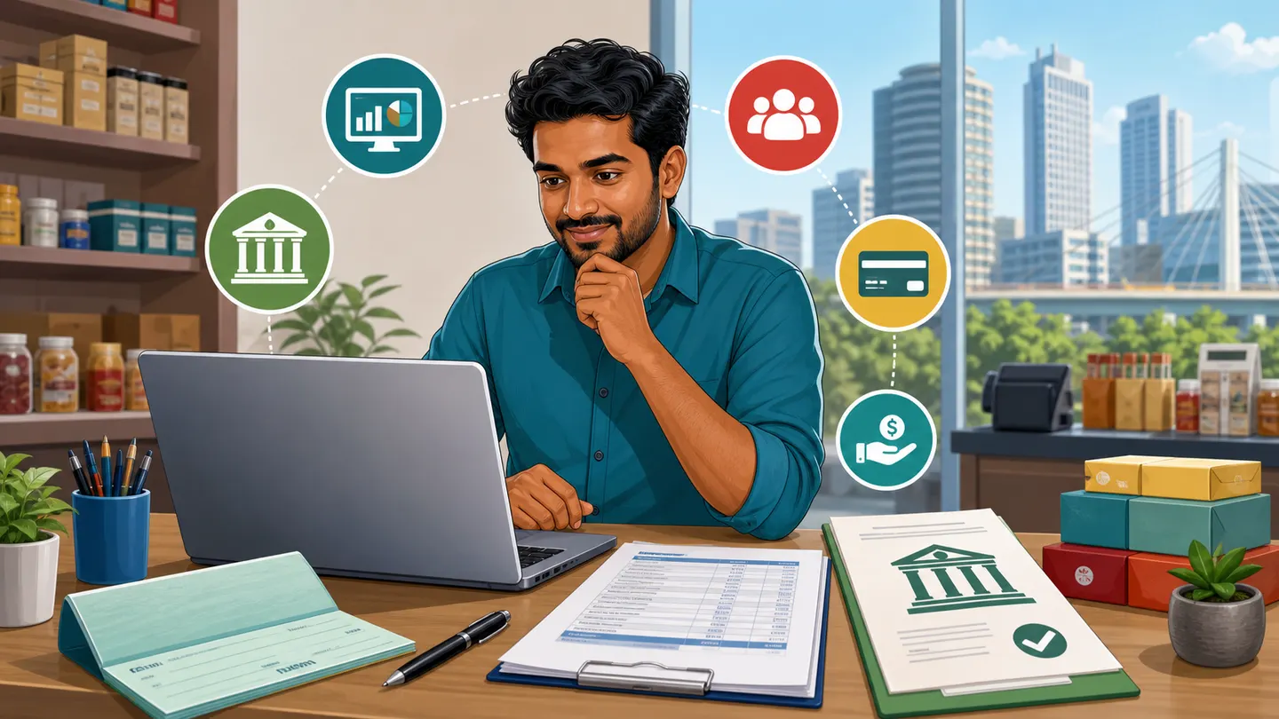 Sri Lankan SME owner comparing business banking platforms, payroll, current accounts, and SME loans