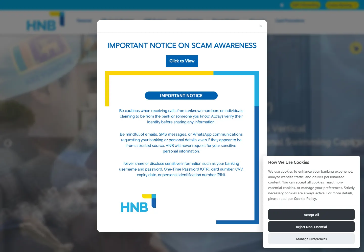 HNB official website page for business banking research in Sri Lanka