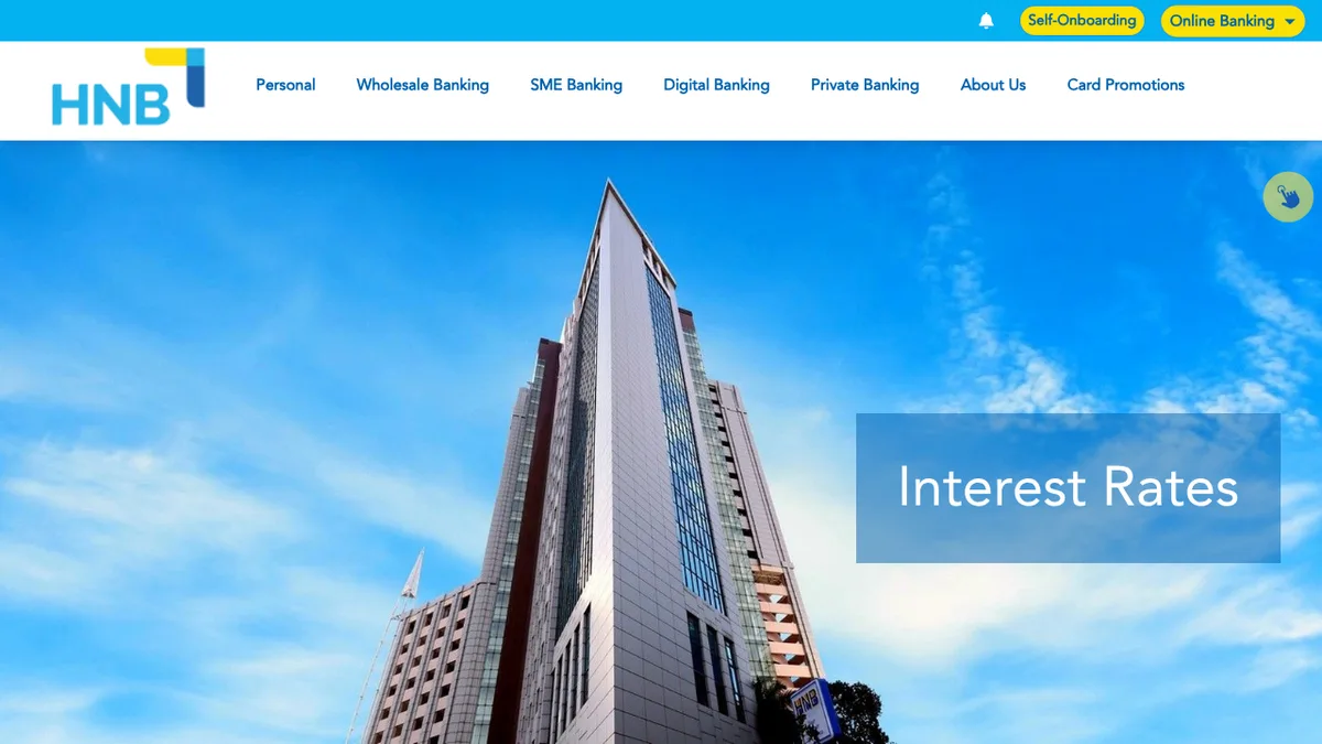 HNB interest rates page for savings accounts in Sri Lanka