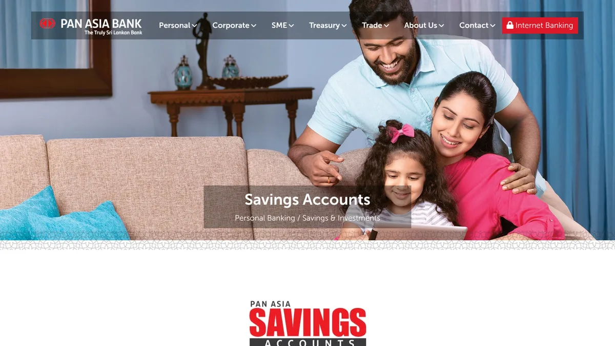 Pan Asia Bank normal savings account page in Sri Lanka