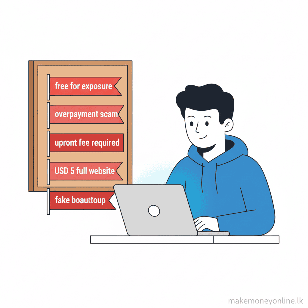 Web Development in Sri Lanka: How to Earn LKR 100,000 or More Per Month (2026) Web development scam warning signs for Sri Lankan freelance developers