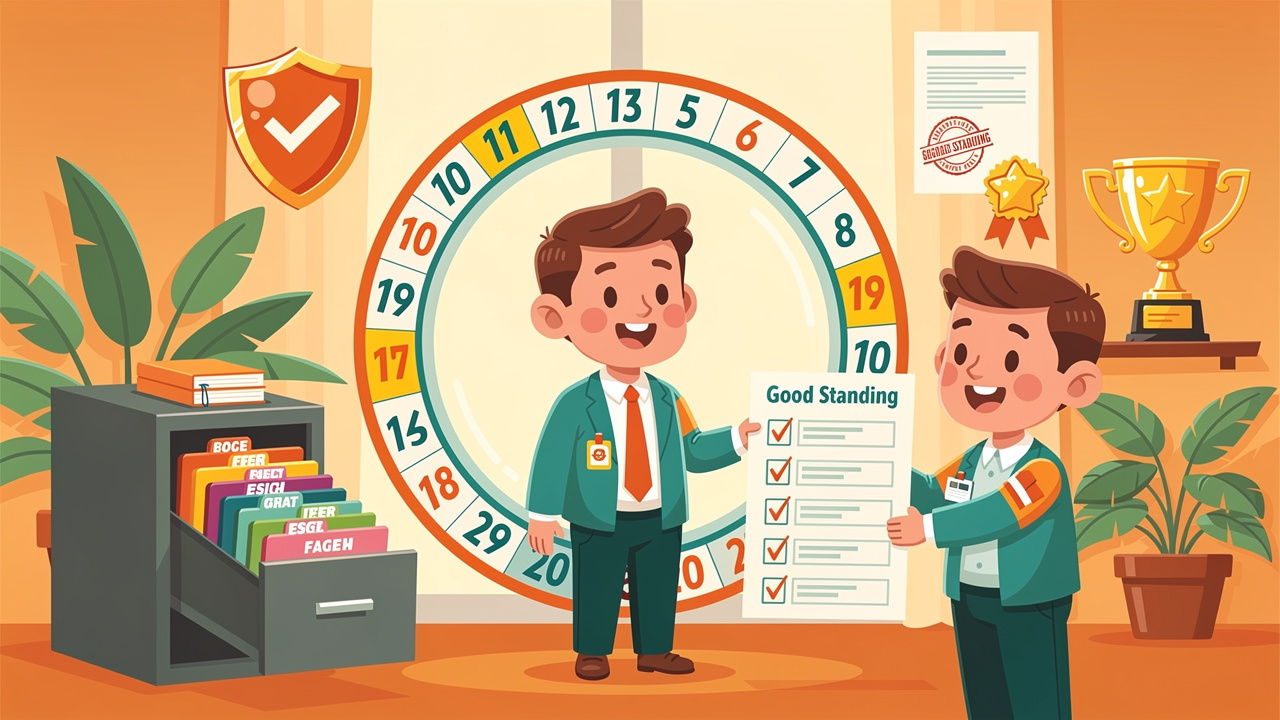 Cartoon business owner managing annual compliance obligations in Sri Lanka