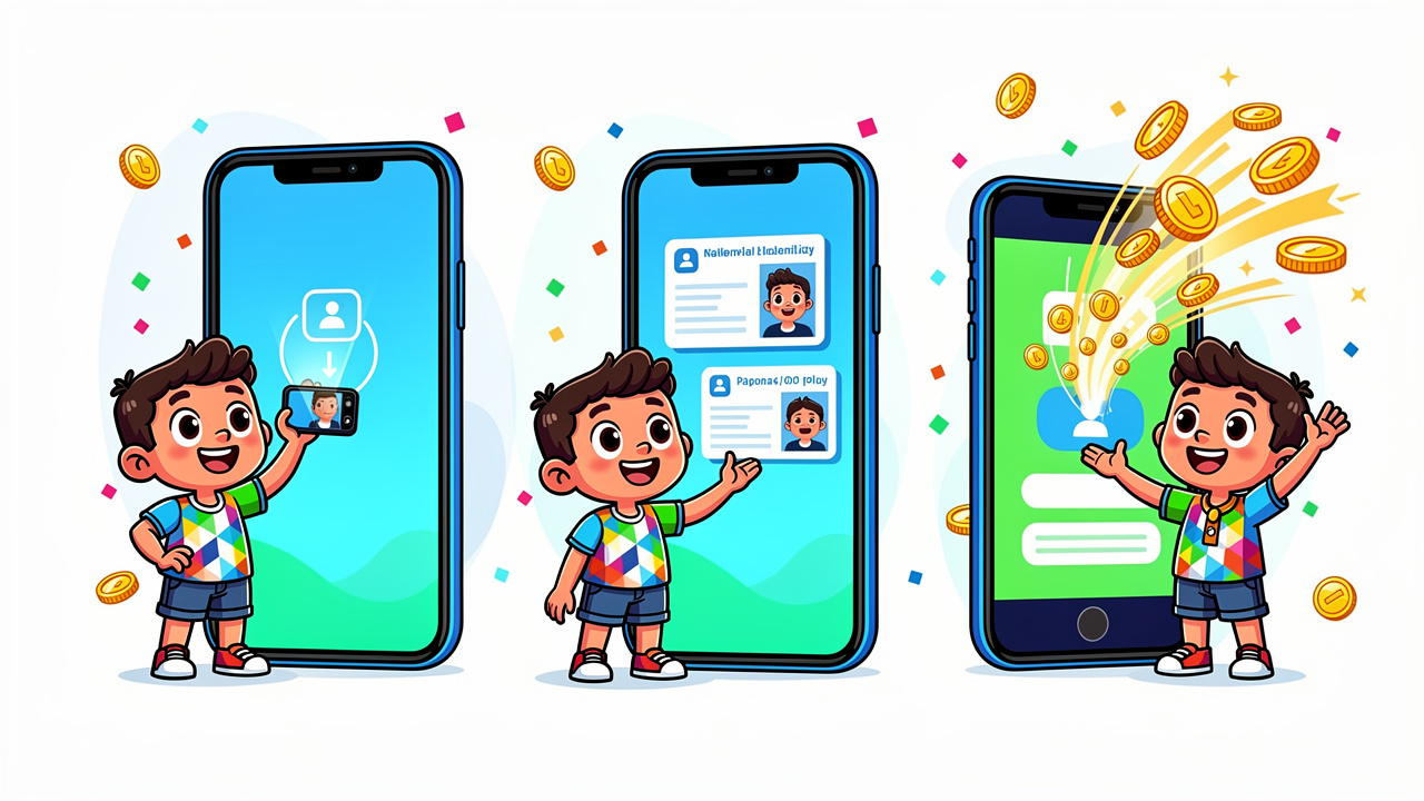 Cartoon step-by-step loan app application process Sri Lanka