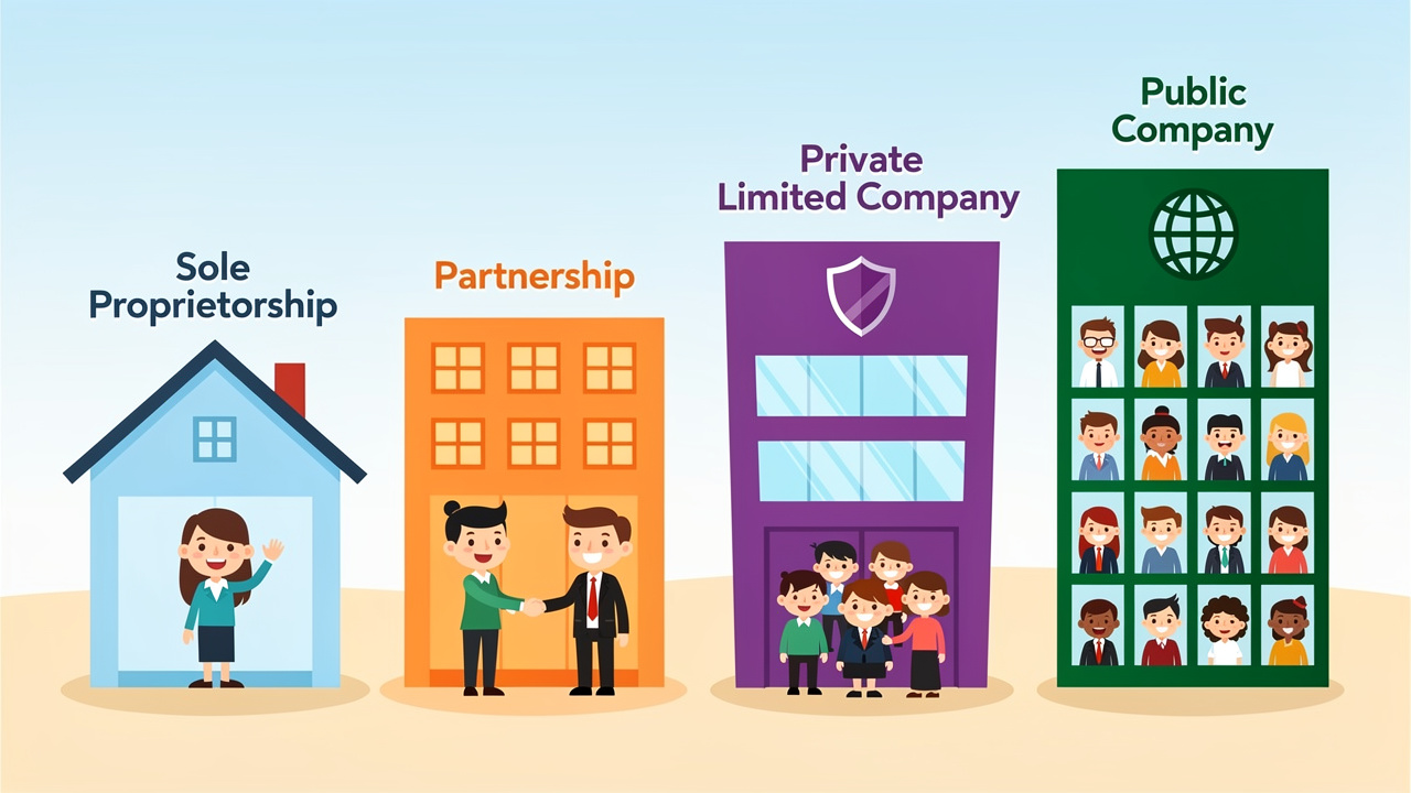 Cartoon comparison of Sri Lanka business structure types