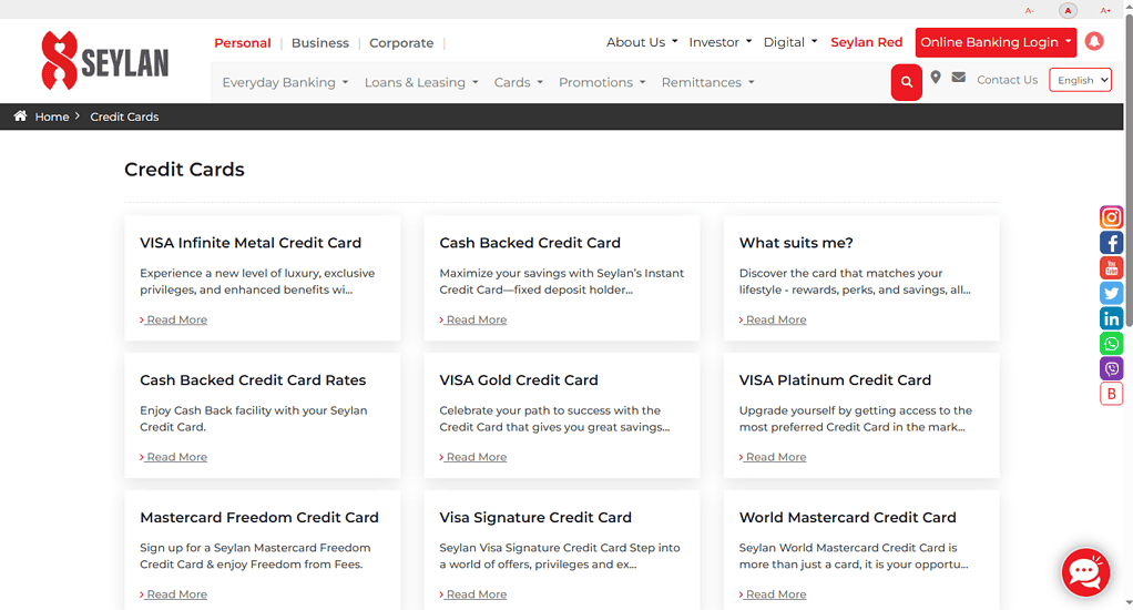 Seylan Bank Credit Cards