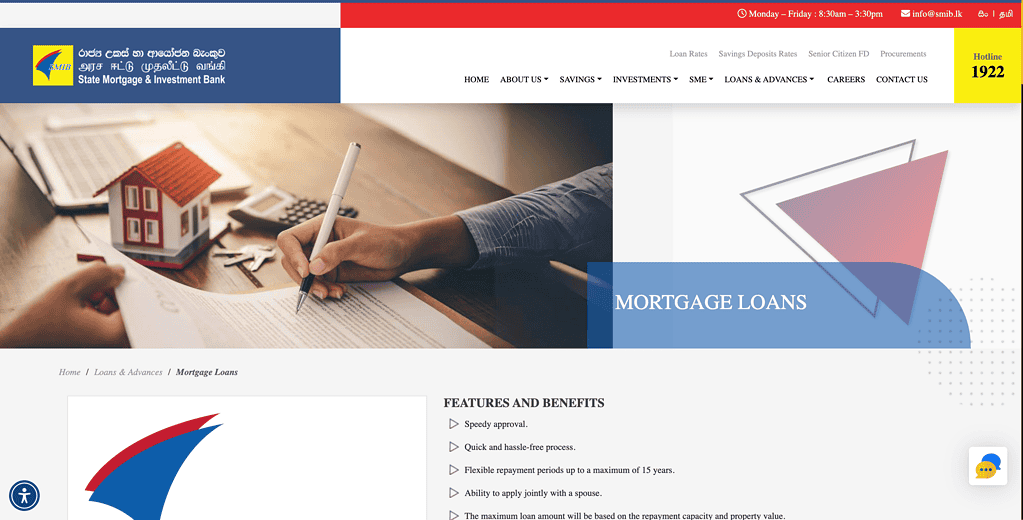 State Mortgage and Investment Bank homepage specializing in government housing finance