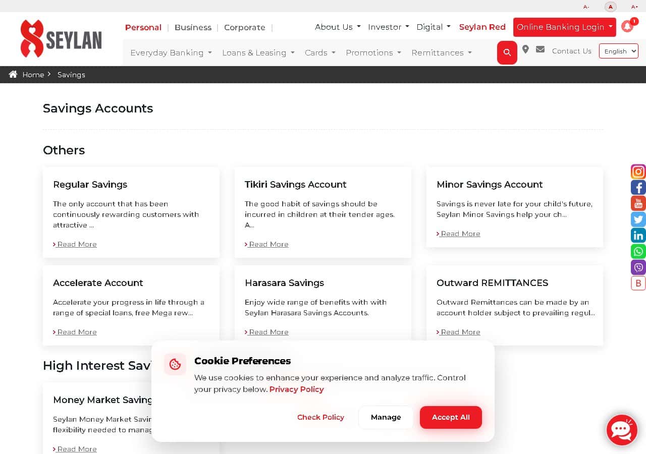 Seylan Bank women savings account Sri Lanka